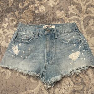 Hollister Light Blue Distressed Jean Shorts